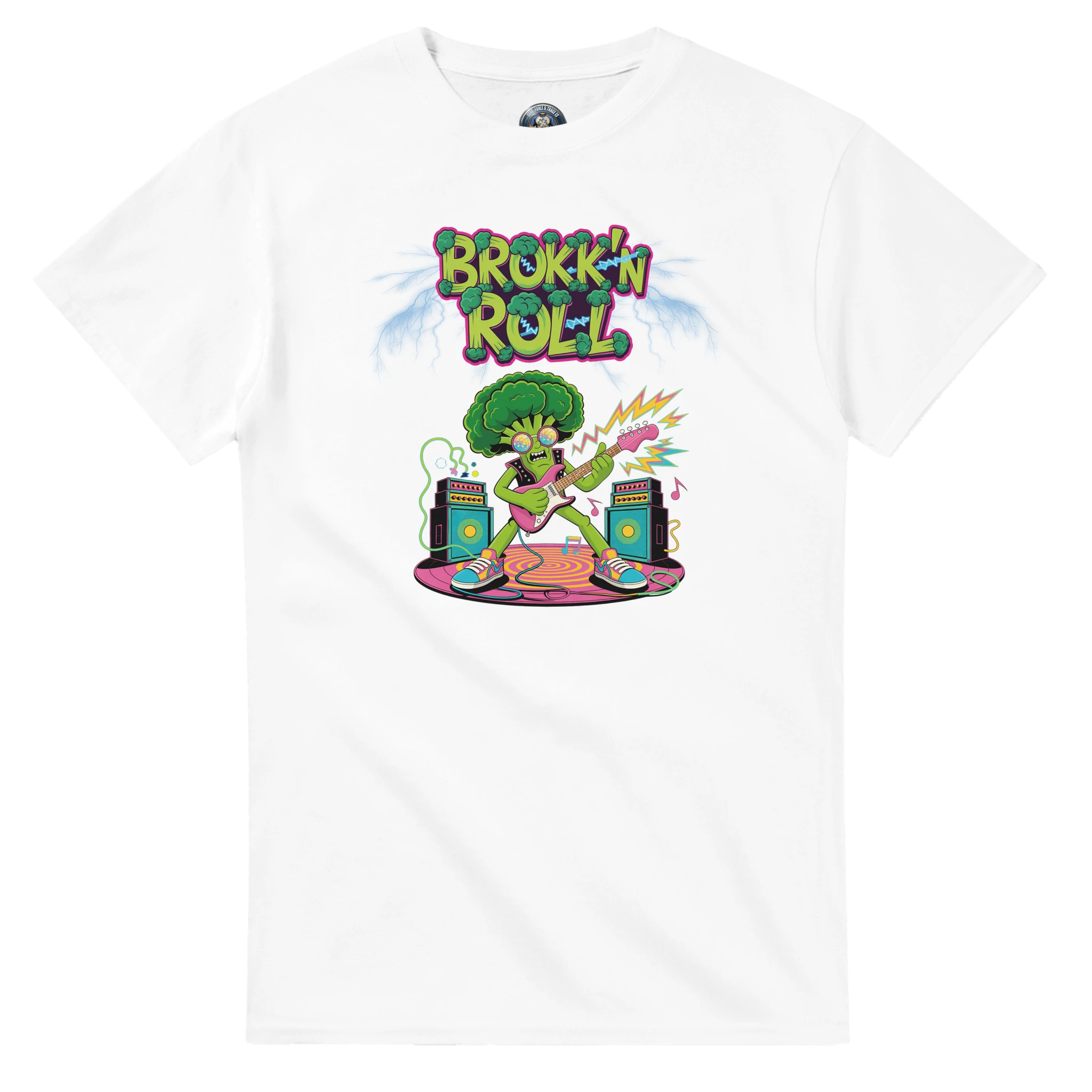 Witziges Brokkoli T-Shirt mit Sonnenbrille und Gitarre