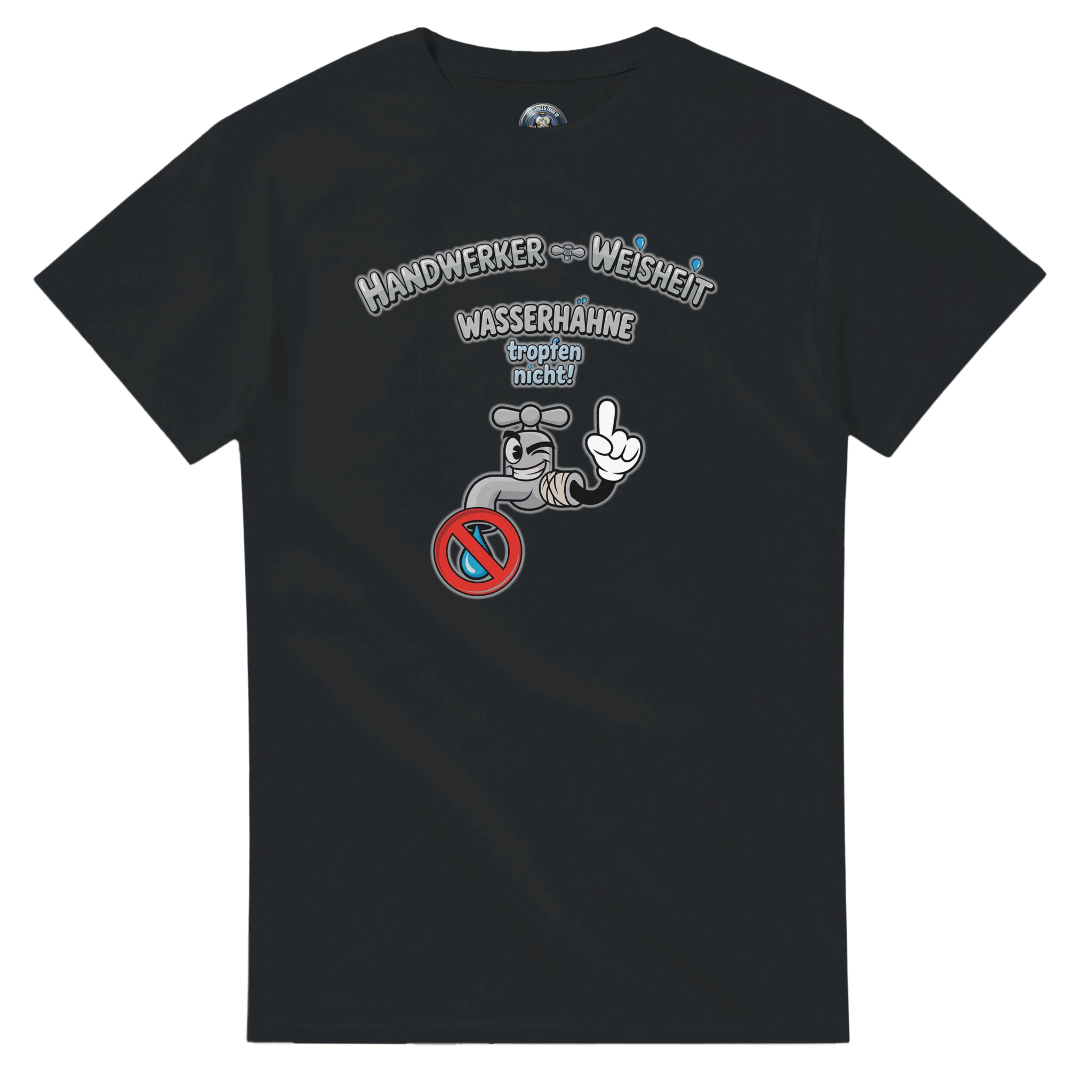 Männer Funshirt mit Comic & Rückendruck – Wasserhahn Edition