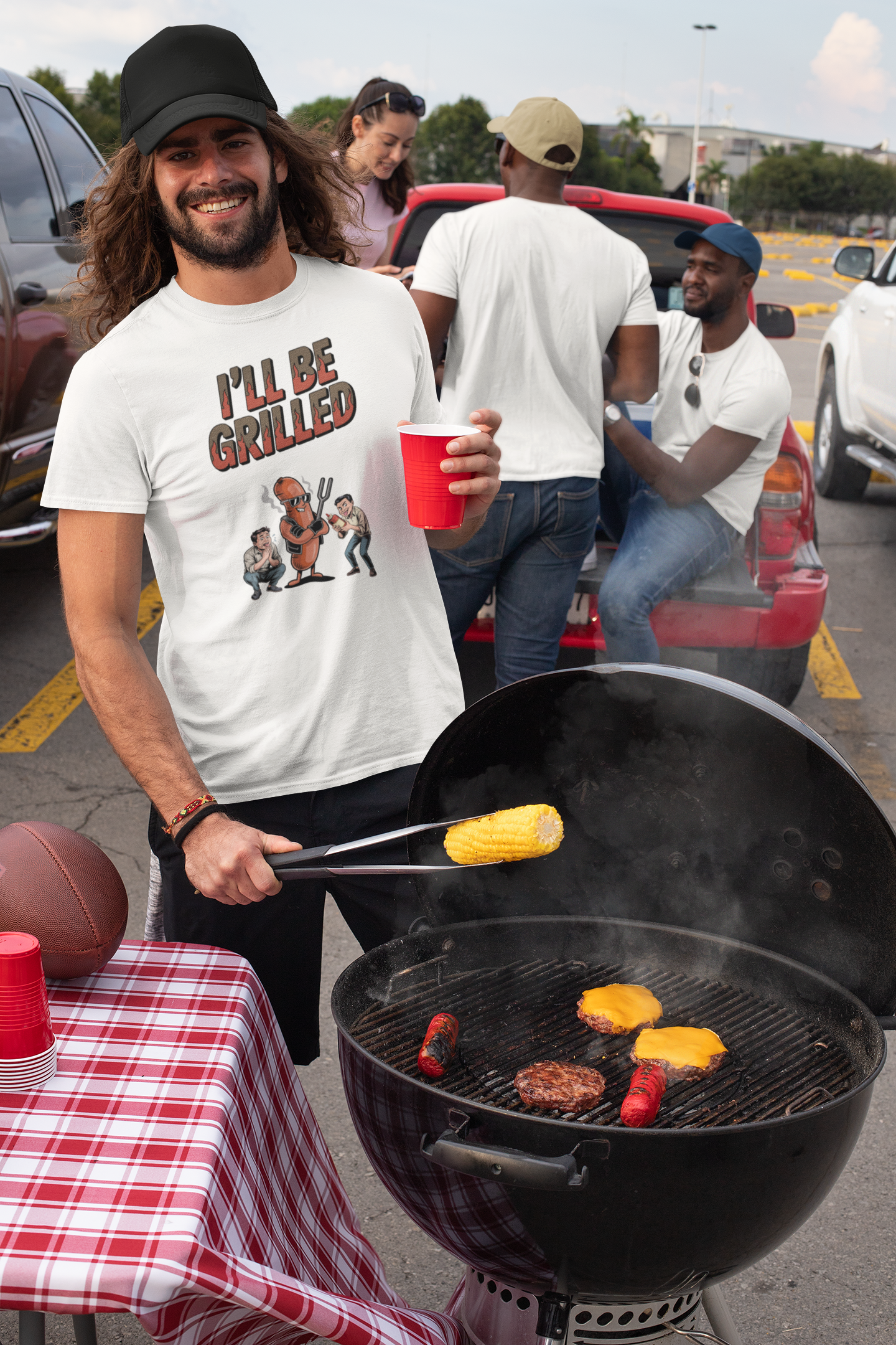 Grillshirt mit Actionfilm-Anlehnung und Humor für Männer